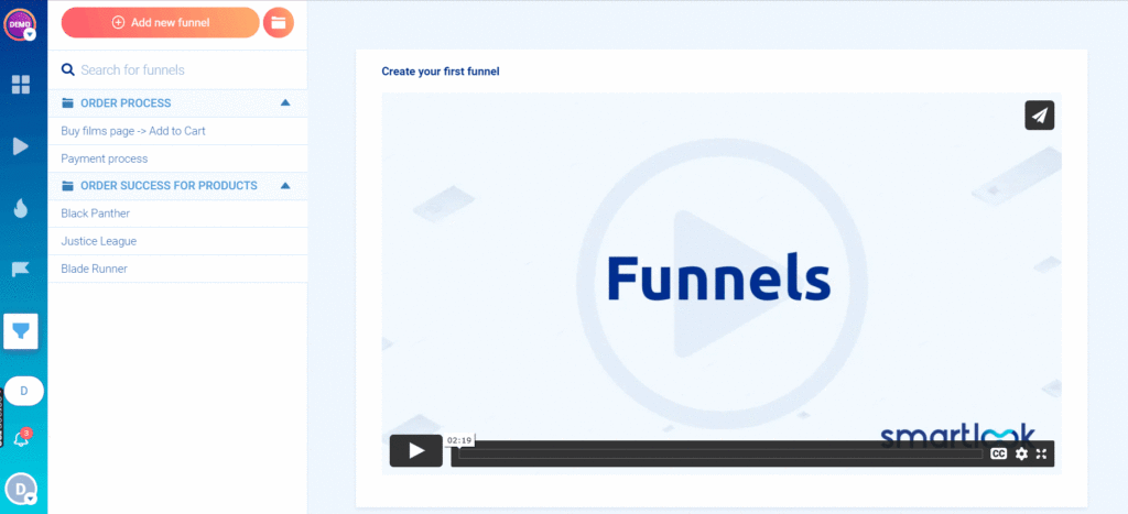 GIF showing how to create a funnel.