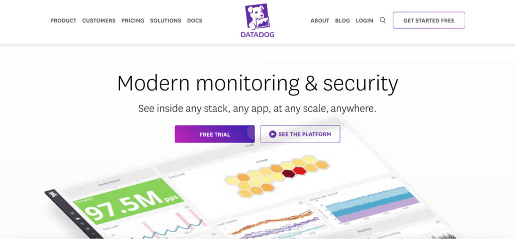 Datadog homepage.