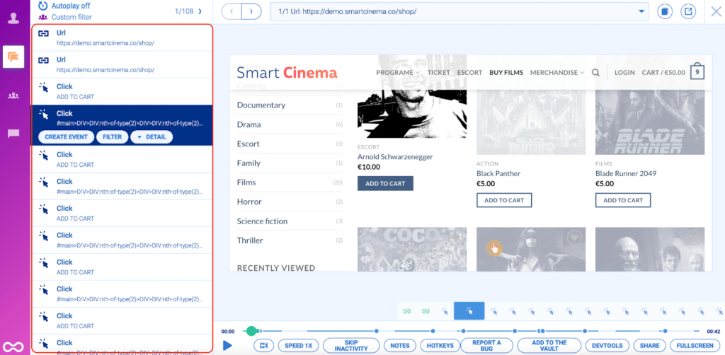 Setting up a Click Event: Smart Cinema