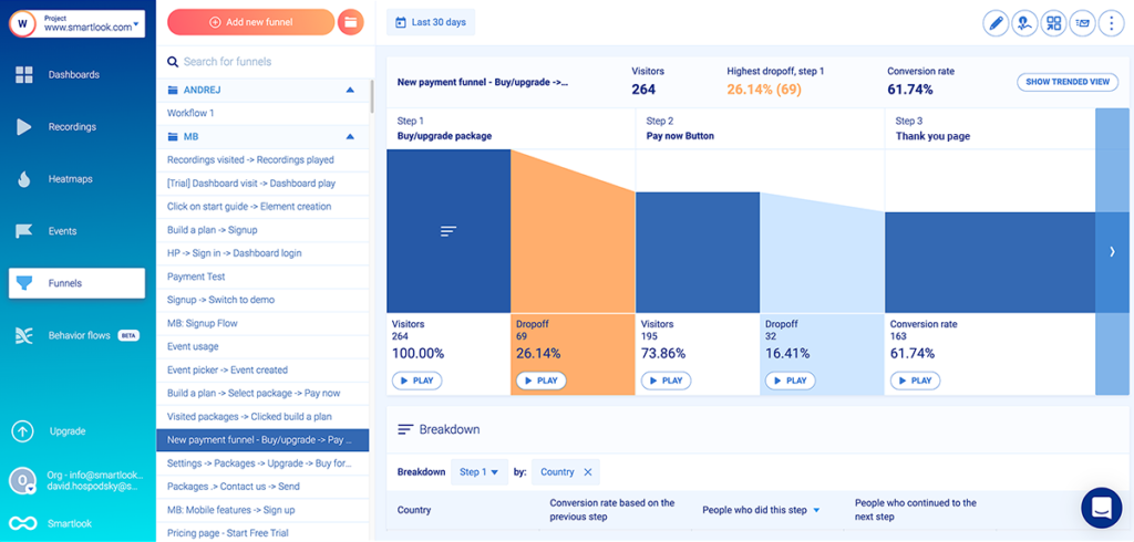 Payment Funnel Example in Smartlook