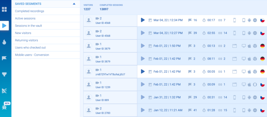 Saved Segments in Smartlook