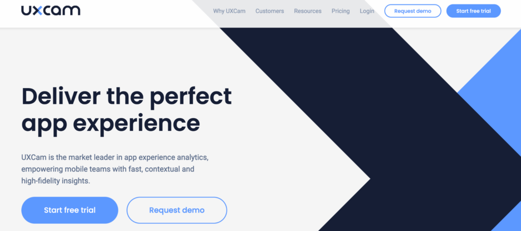 UXCam homepage: Deliver the perfect app experience